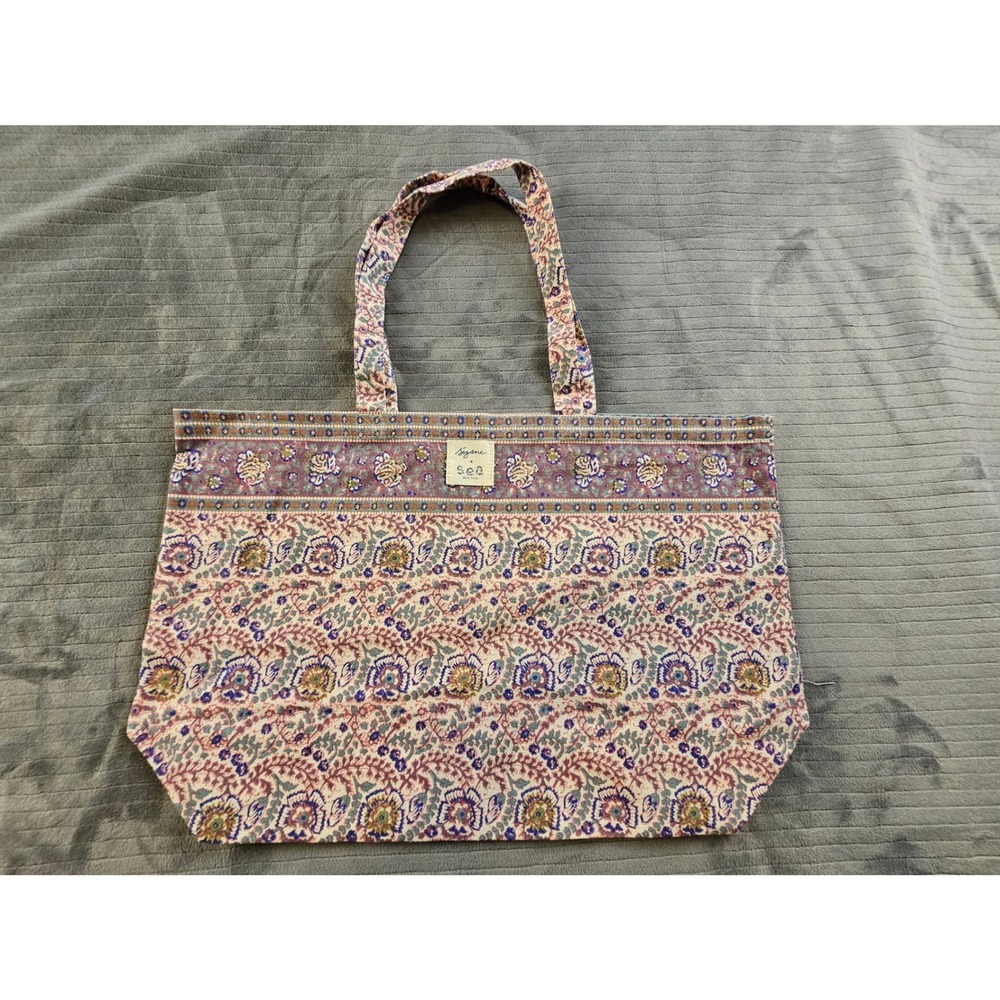 Sezane x Sea New York Floral Paisley Recycled Cotton Tote Bag Purple Blue